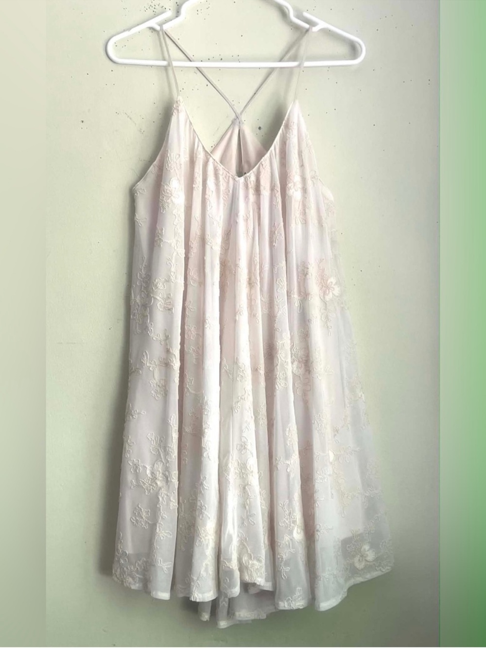 Zara Pale Pink Lace Spaghetti-Strap Dress